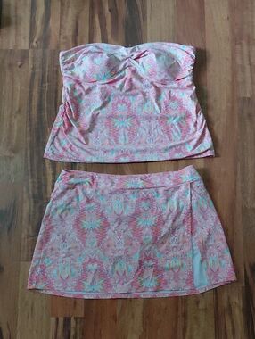 Cabana Life X Talbots Pink 2 Piece Swimsuit Set
